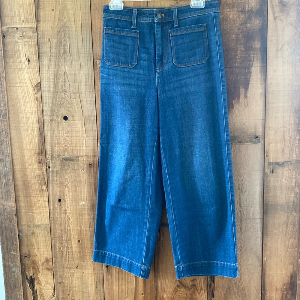 Talbots high waist wide straight leg crop jeans. 2